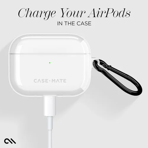 Vista 3 de Case-Mate Funda para Airpods Pro 3 con mosquetón negro [compatible con carga inalámbrica] – Funda transparente resistente para AirPods Pro 3