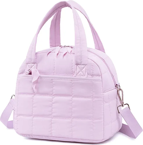 Vista 10 de LEDAOU Lonchera para Mujeres, Bolsa de Almuerzo Acolchada con Relleno Puffer, con Correa Ajustable, Aislada, Reutilizable, para el Trabajo, Escuela