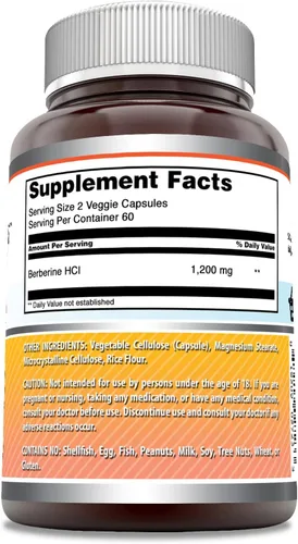 Vista 2 de Amazing Formulas - Suplemento de berberina, 1200 mg por porción, cápsulas vegetarianas, sin OMG, sin gluten, fabricado en Estados Unidos