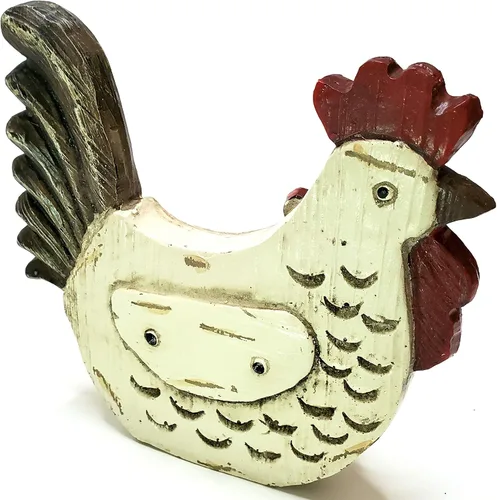 Vista 4 de Figura decorativa de mesa de par de pollo rústico
