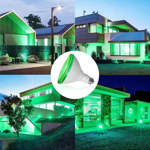 Vista 4 de PAR38 Bombillas de luz verde de inundación, luz de inundación LED verde de 15 W, equivalente a 100 W, bombillas verdes para exteriores con base E26