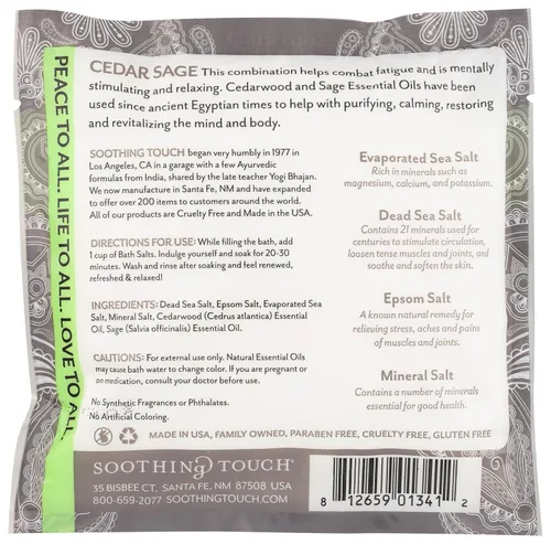 Vista 2 de Soothing Touch Bolsa de sales de baño, salvia de cedro, 8 onzas