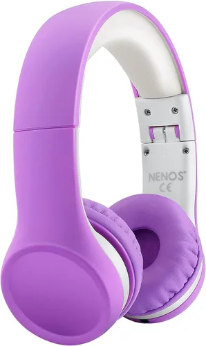 Vista 7 de Nenos - Audífonos de diadema para niños (93 dB, plegables), para computadora, con volumen limitado, para niños, plegable (menta).