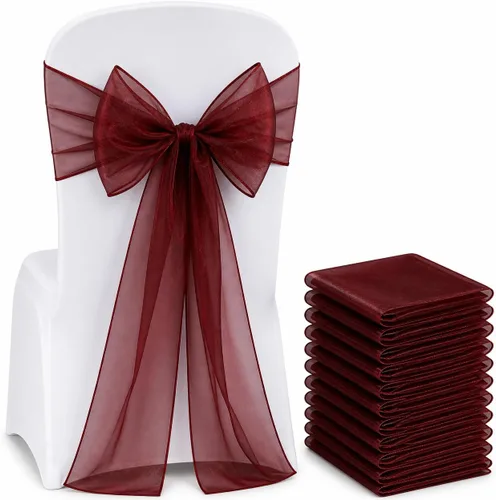 Vista 9 de Juego de 10 lazos para sillas con lazos para atar en la parte trasera, artículos decorativos para bodas, recepciones, eventos, banquetes, sillas