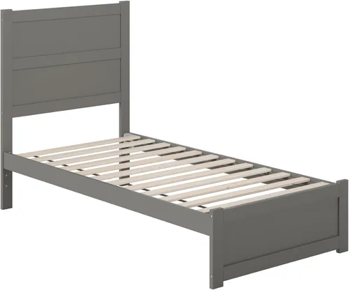 Vista 3 de AFI NoHo - Cama de plataforma de tamaño individual con estribo y estación de carga en color gris