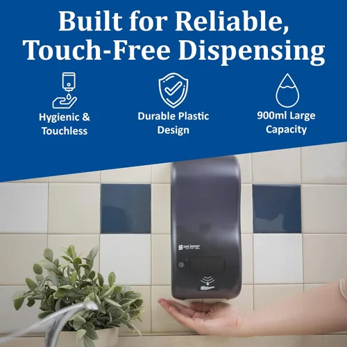 Vista 7 de San Jamar Classic Rely - Dispensador electrónico híbrido de jabón líquido y loción, dispensador de desinfectante de manos para baño, cocina, baños