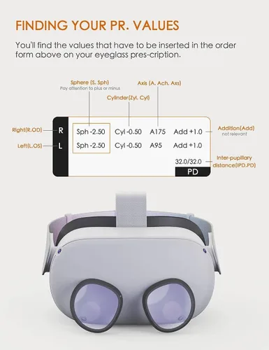 Vista 6 de Amavasion Glasses Lens Insert Compatible with MetaOculus Quest 2, Amavasion VR Glasses Customized Easy-to-Install Frame Plus Lens Combination