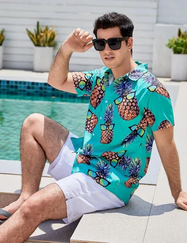 Vista 4 de TUONROAD Mens Button Down Shirts 3D Printed Casual Halloween Skull Short Sleeve Tops