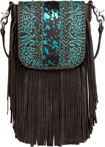 Vista 6 de Montana West Bolso cruzado para mujer de cuero genuino con flecos occidentales