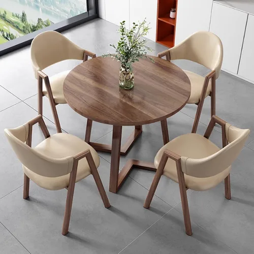 Vista 12 de YVYKFZD Office Reception Room Club Table and Chair Set, Coffee Kitchen Dining Table Set, Simple Round Conference Table with Metal Legs, Business