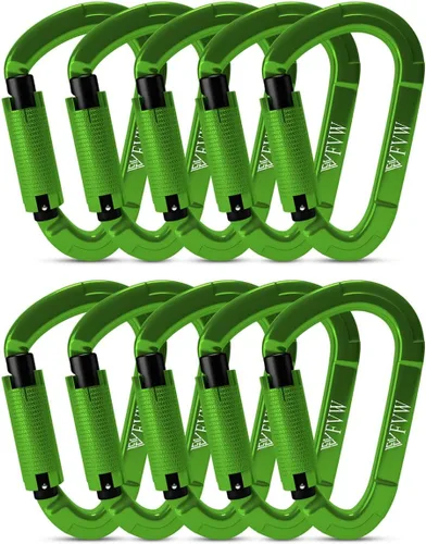 Vista 12 de Mosquetones de Escalada en Roca con Bloqueo Automático, Certificados UIAA Profesionales 25KN (5620 lbs) Mosquetones Resistentes para Rappel 10