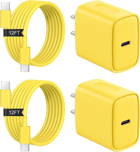 Vista 15 de Cargador de carga rápida para iPhone 17, 16, 15, paquete de 2+2 cargadores de pared USB C de 20 W con cable de carga rápida de 6 pies compatible
