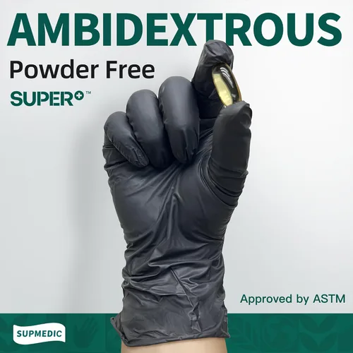 Vista 3 de Supmedic Vinyl Disposable Exam Gloves, Black 4Mil Powder-Free Latex-Free Medical Food Safe Cooking Cleaning Glove 100 &1000Ct
