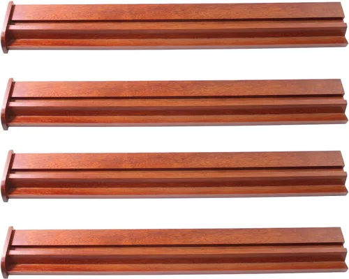 Vista 2 de Juego de 4 estantes de madera de color natural de 18 pulgadas con empujadores de imán acoplables