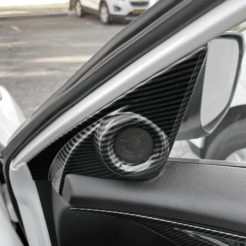 Vista 6 de Calcomanías de cubierta de altavoz de pilar para Honda Civic 2016 2017 2018 2019 2020 2021 10ª generación Accesorios ABS fibra de carbono pegatinas