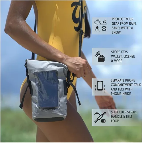 Vista 6 de geckobrands Bolsa impermeable para teléfono con bolsa seca de 2 L y correa ajustable, protege tu teléfono y objetos de valor mientras estás