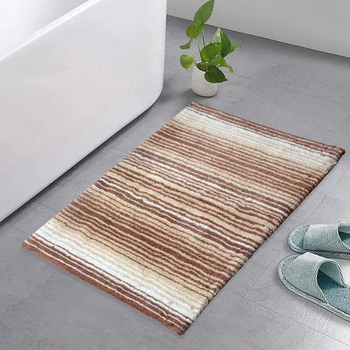 Vista 13 de Home Weavers Gradation Collection - Alfombra de baño 100% algodón, suave y absorbente, antideslizante, lavable a máquina, rectangular, 17 x 24 Beige