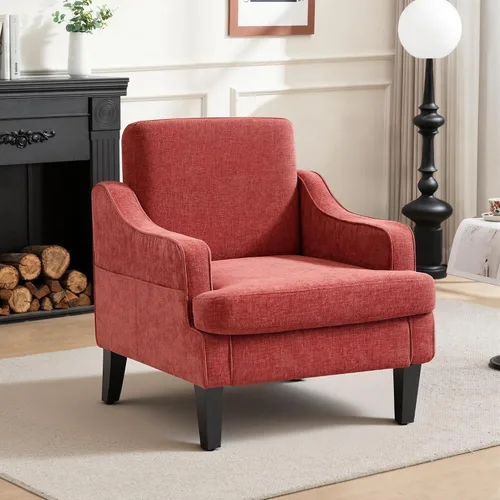 Vista 21 de Silla decorativa para sala de estar, sillón de mediados de siglo, sillas de sala de estar, silla de lectura tapizada para dormitorio, sofá Beige
