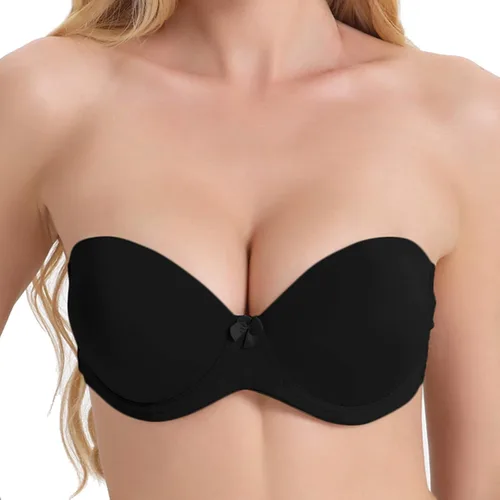 Vista 4 de Sujetador sin tirantes de espalda transparente para vestido de novia sin espalda convertible halter top Bras con correa invisible transparente
