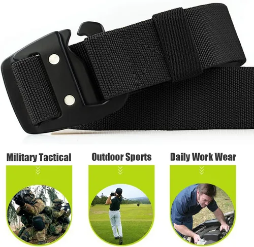 Vista 2 de WYuZe Cinturón táctico militar elástico para hombre de la correa del metal de los aparejos de la correa