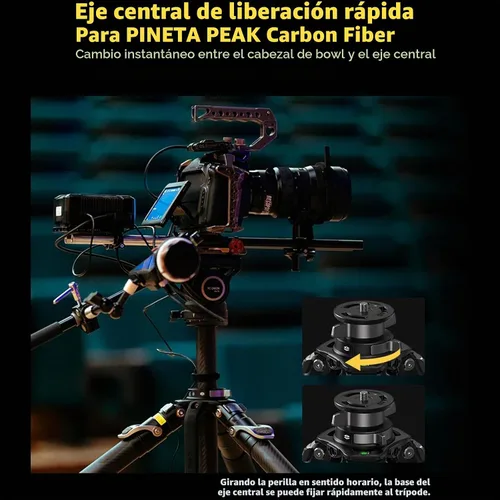 Vista 8 de YC Onion PINETA Peak - Trípode de fibra de carbono con cabeza de cuenco de coco de 2.953 in, carga útil de 77.2 lbs/77 libras con cabeza de cuenco