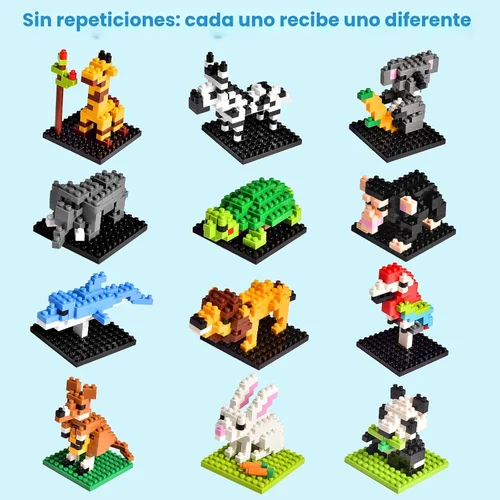 Vista 3 de FUN LITTLE TOYS Recuerdos de fiesta para niños, juegos de bloques de construcción de mini animales, bolsas de regalo para niños, premios de juguetes