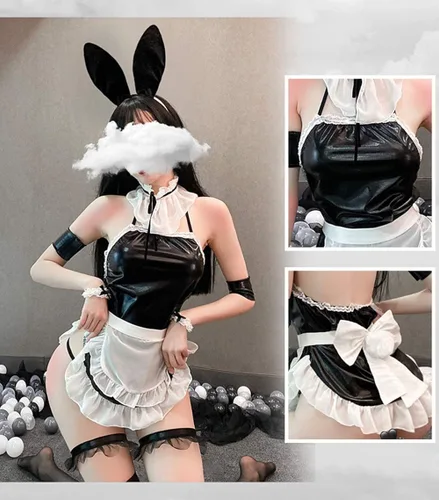 Vista 6 de Jilneed Sexy Cosplay lencería para mujeres linda traviesa criada trajes lencería conjunto para sexo