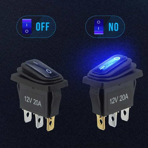 Vista 2 de Interruptor basculante de 12 V impermeable 5 piezas - Interruptor de palanca de 12 voltios con 3 cables desmontables de 20 cm, interruptores