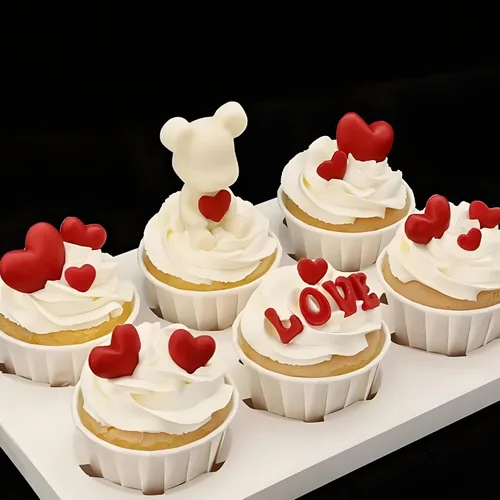 Vista 7 de Moldes para fondant en forma de corazón, moldes de silicona de chocolate para decoración de pasteles, tapas de cupcakes, herramientas de horneado