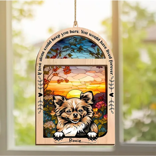 Vista 373 de LOVELYPOD Adorno de Navidad personalizado de sabueso afgano, atrapasoles con nombre, regalos de pérdida de mascotas, regalos para amantes