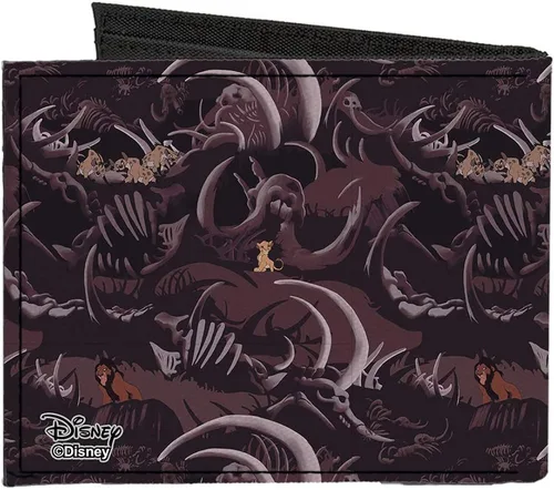 Vista 2 de Billetera Bifold Lona Rey León Scar Pose Elefante Graveyard Bones Browns