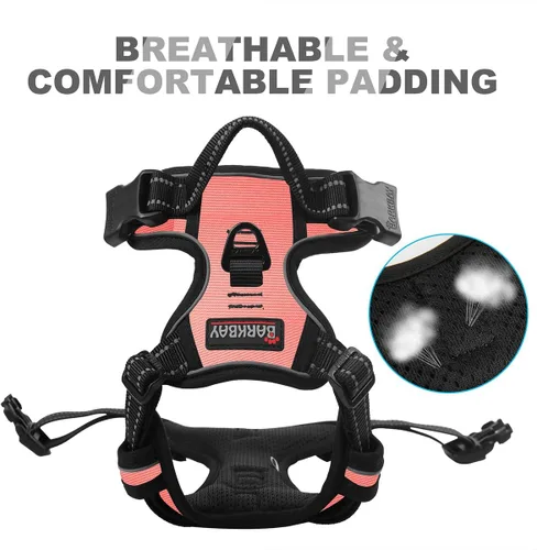 Vista 82 de BARKBAY - Arnés para perro sin tirones con clip frontal, material resistente y reflectante, asa de fácil control para pasear perros grandes