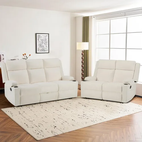 Vista 10 de Sofá biplaza reclinable manual, sofá reclinable de 2 plazas