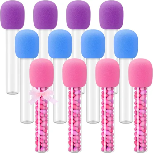 Vista 9 de Newtay 12 tubos de caramelo para micrófono, decoración temática Kpop, tema de karaoke, fiesta de cumpleaños, micrófono falso de 10 pulgadas, juguete