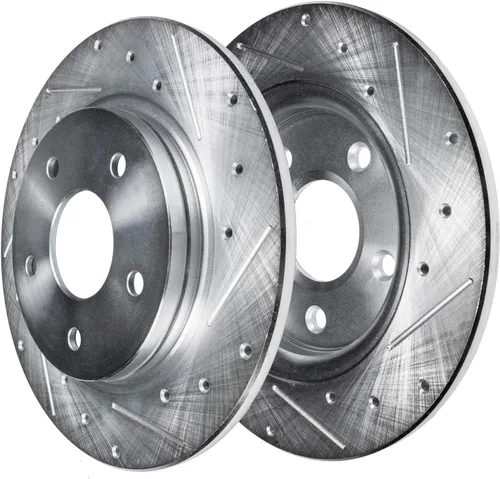 Vista 107 de Detroit Axle - Rotores de freno para Ford 2013-2019 Explorer Taurus Flex Lincoln MKT MKS, rotores de freno de disco ranurados perforados de repuesto