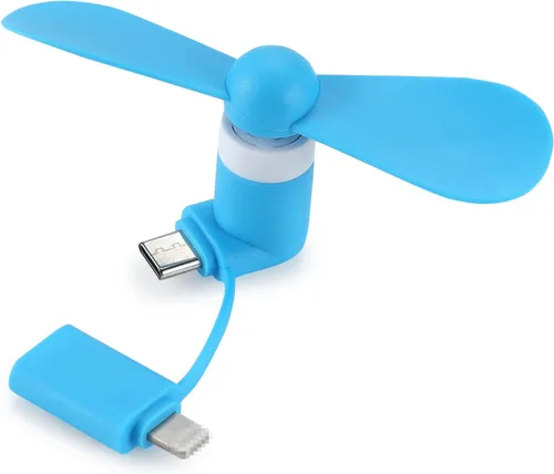 Vista 2 de Mini Ventilador de Teléfono Celular 2 en 1 Ventilador Compatible con iPhone, iPad, Teléfono Inteligente Android, Tableta - Colorido y Potente
