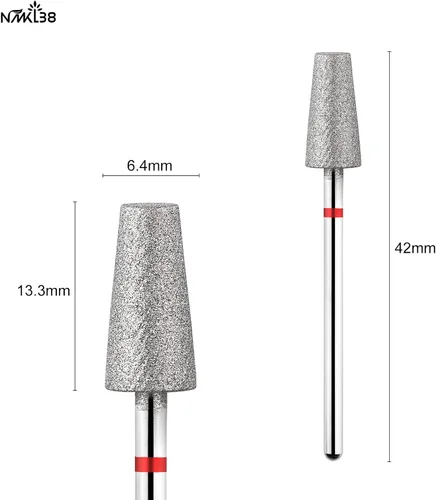 Vista 3 de Brocas de diamante de barril para uñas, cortador de fresado rotativo para cutículas, accesorios para máquinas de taladro de uñas (1D-F)
