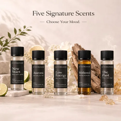 Vista 3 de JustBloom Juego de aceites difusores de hotel, 5 aromas, 5 x 0.7 fl oz