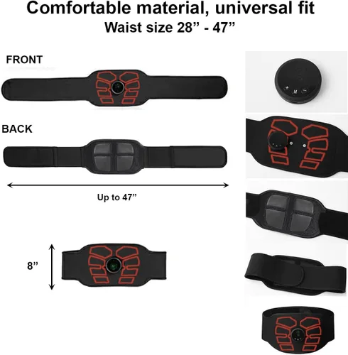 Vista 5 de Estimulador muscular EMS, estimulador ABS, cinturón de tonificación abdominal, equipo de entrenamiento de fitness para oficina en casa para abdomen