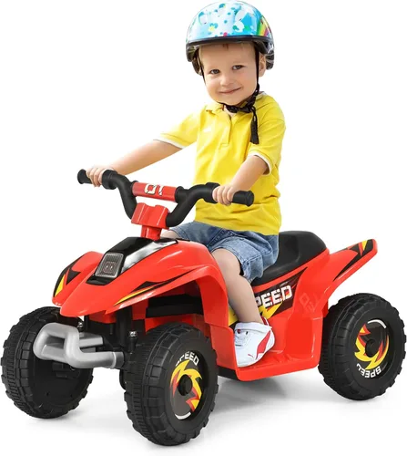 Vista 8 de DORTALA ATV para niños, auto motorizado de juguete alimentado por batería de 6 V, ruedas antideslizantes, Quad eléctrico de 4 ruedas para niños de 3