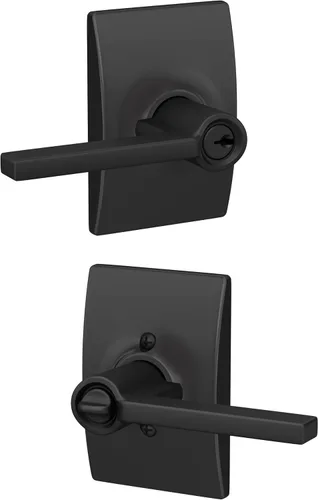 Vista 28 de Schlage F51A LAT 716 Latitude - Manija de puerta con bloqueo de entrada con llave, en acabado de bronce envejecido