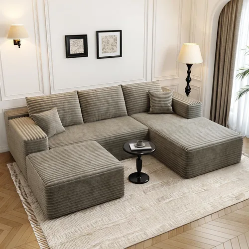 Vista 20 de Sofá seccional modular Cloud de 107.5 pulgadas con 1 otomana, sofás tapizados modernos minimalistas, cómodo sofá en forma de U para sala de estar