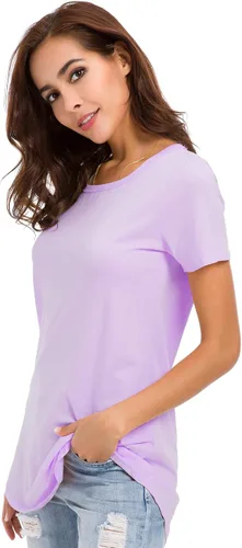 Vista 3 de Camisetas de algodón para mujer, de manga corta, holgadas, cómodas, básicas, lisas