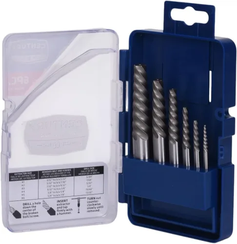 Vista 11 de Century Drill & Tool 73215 Juego de extractor de tornillos de flauta cuadrada de 5 piezas, #1 - #5, para extraer tornillos rotos y pernos sin dañar