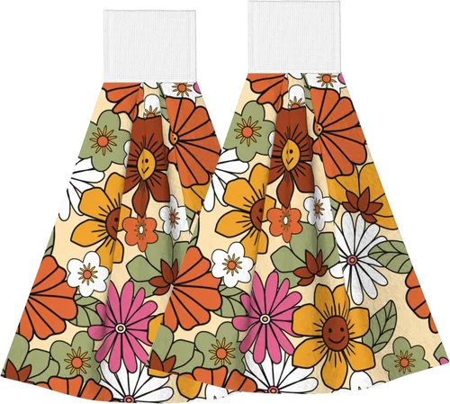 Vista 8 de Juego de 2 toallas de mano colgantes de hortensias azules, acuarela, primavera, pájaro, con lazo para colgar, toallas suaves y absorbentes para baño