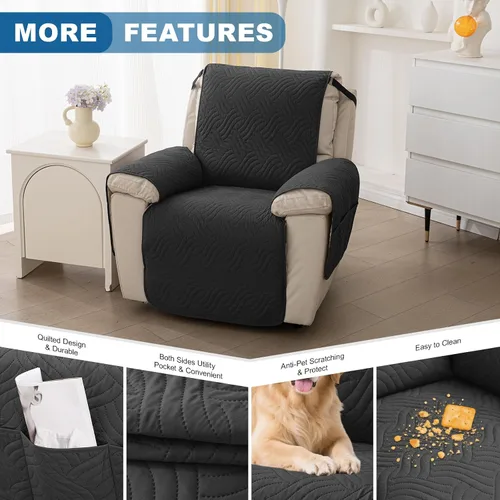 Vista 3 de Deep Dream Fundas impermeables para silla reclinable, funda antideslizante para sofá reclinable, protector de muebles para niños perezosos, funda