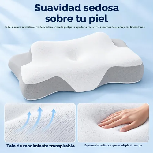 Vista 4 de jiaao Almohada de espuma viscoelástica de contorno 2 en 1, almohada curvada Soporte de cuello curvado para dormir de lado y espalda, con una