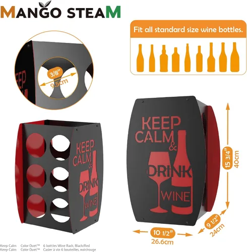 Vista 4 de Mango Steam Estante para vinos Keep Calm de dos tonos, negro y rojo