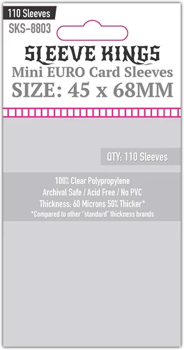 Vista 20 de Sleeve Kings Fundas para tarjetas estándar, 110 unidades, transparentes de 60 micrones de grosor, tamaño mini (1.575 x 3.504 in), compatibles