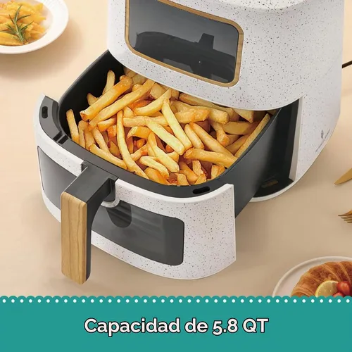 Vista 2 de Freidora de aire digital de 5.8 cuartos de galón con ventana, freidora de aire de tamaño familiar grande, 1500 W de alta potencia, 6 funciones